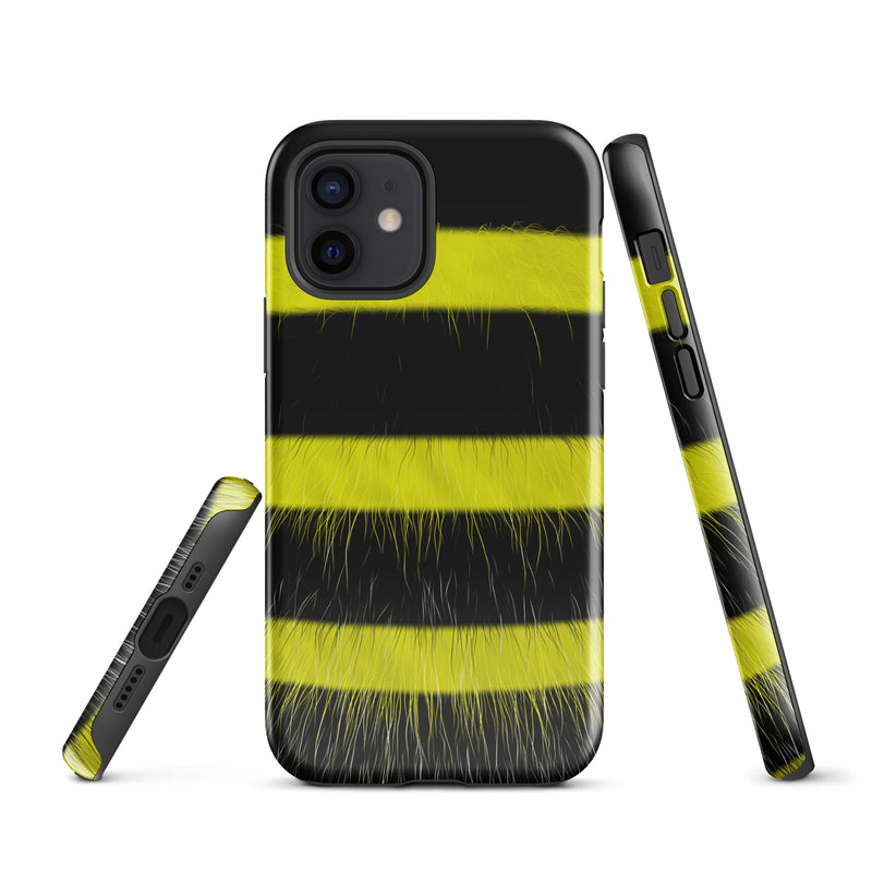 Load image into Gallery viewer, Fluffy Bee Yellow Black iPhone Case Hardshell 3D Wrap Thermal CREATIVETECH