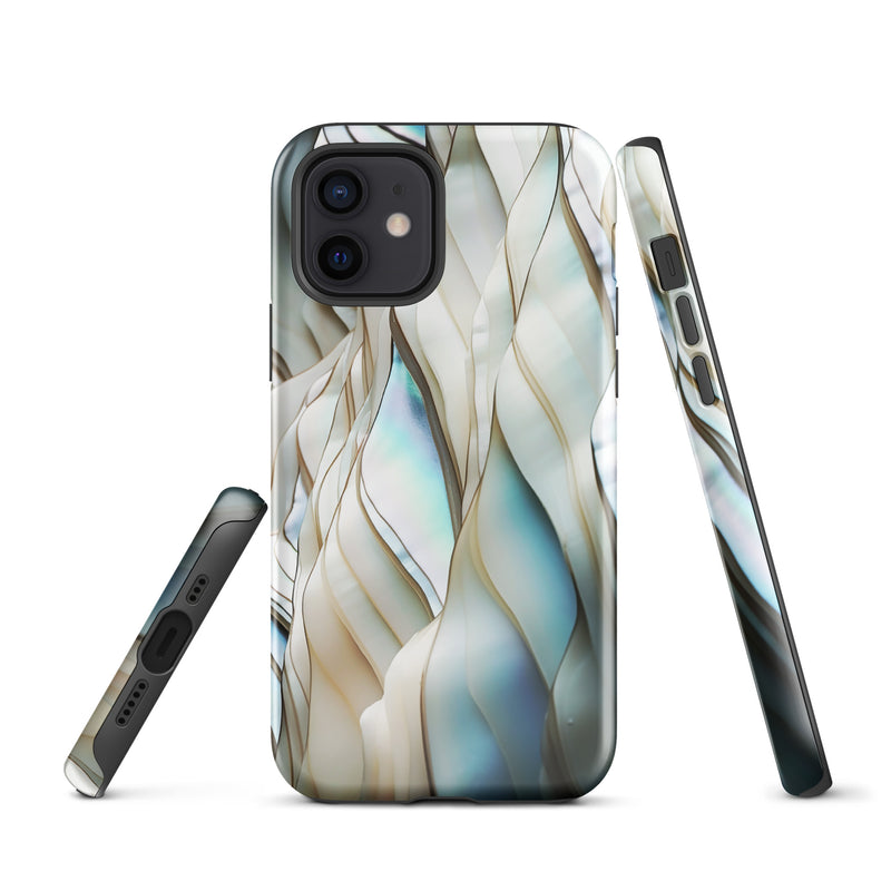 Load image into Gallery viewer, Cream Blue White Pearl iPhone Case Hardshell 3D Wrap Thermal CREATIVETECH