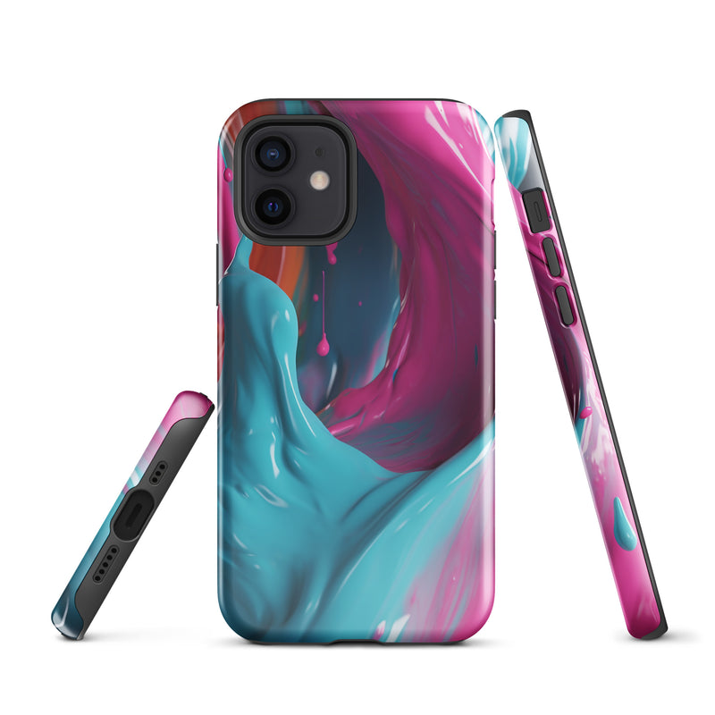Load image into Gallery viewer, Pink Blue Paint iPhone Case Hardshell 3D Wrap Thermal CREATIVETECH