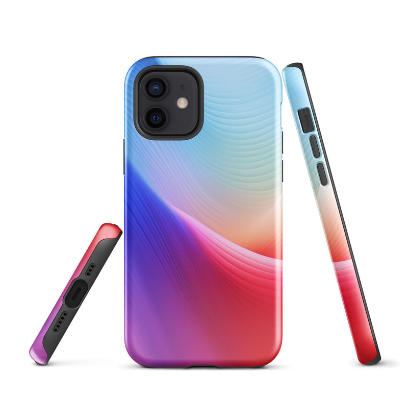 Load image into Gallery viewer, Red Violet Blue Abstract Waves iPhone Case Hardshell 3D Wrap Thermal CREATIVETECH