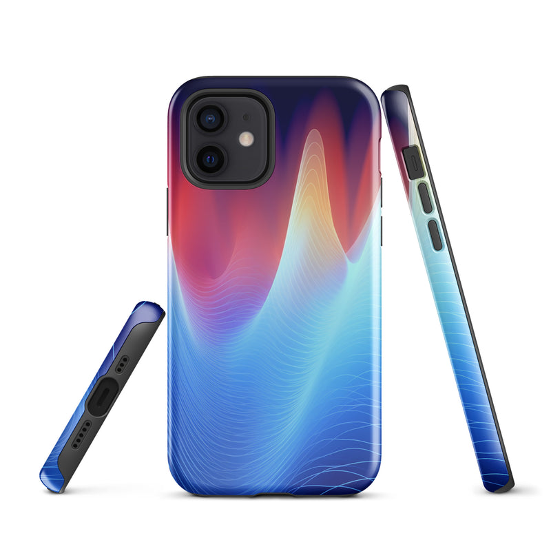 Load image into Gallery viewer, Blue Abstract Sound Waves iPhone Case Hardshell 3D Wrap Thermal CREATIVETECH