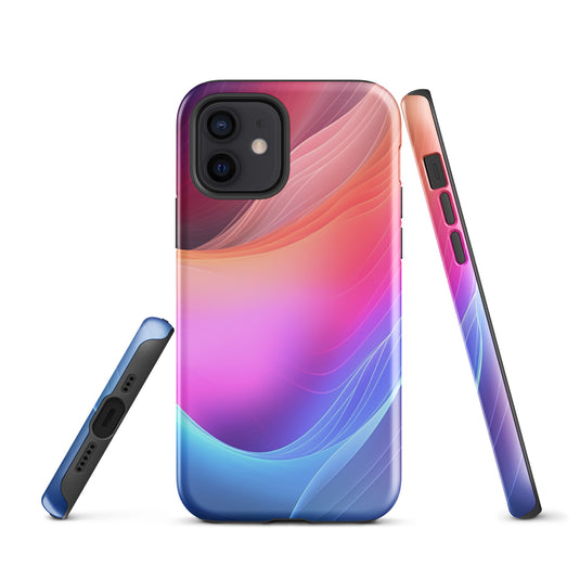 Pink Blue Abstract Waves iPhone Case Hardshell 3D Wrap Thermal CREATIVETECH