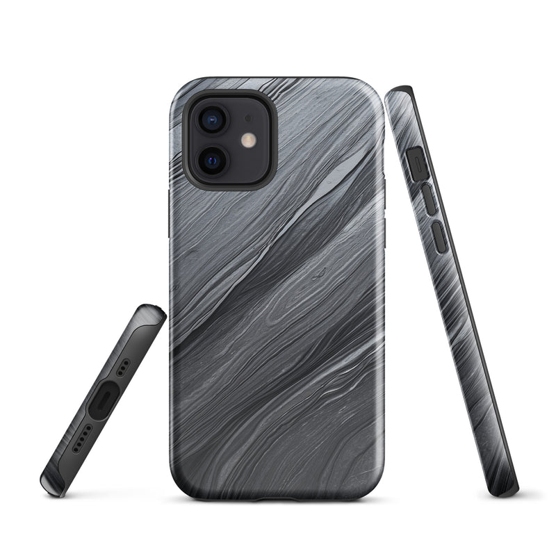 Load image into Gallery viewer, Damascus Steel iPhone Case Hardshell 3D Wrap Thermal Dark Grey Metal CREATIVETECH