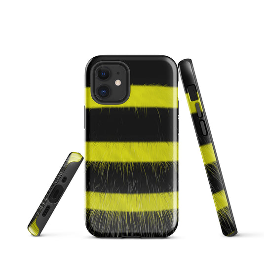 Fluffy Bee Yellow Black iPhone Case Hardshell 3D Wrap Thermal CREATIVETECH