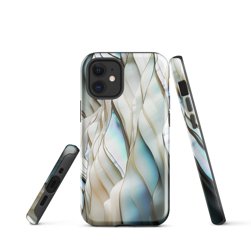 Load image into Gallery viewer, Cream Blue White Pearl iPhone Case Hardshell 3D Wrap Thermal CREATIVETECH