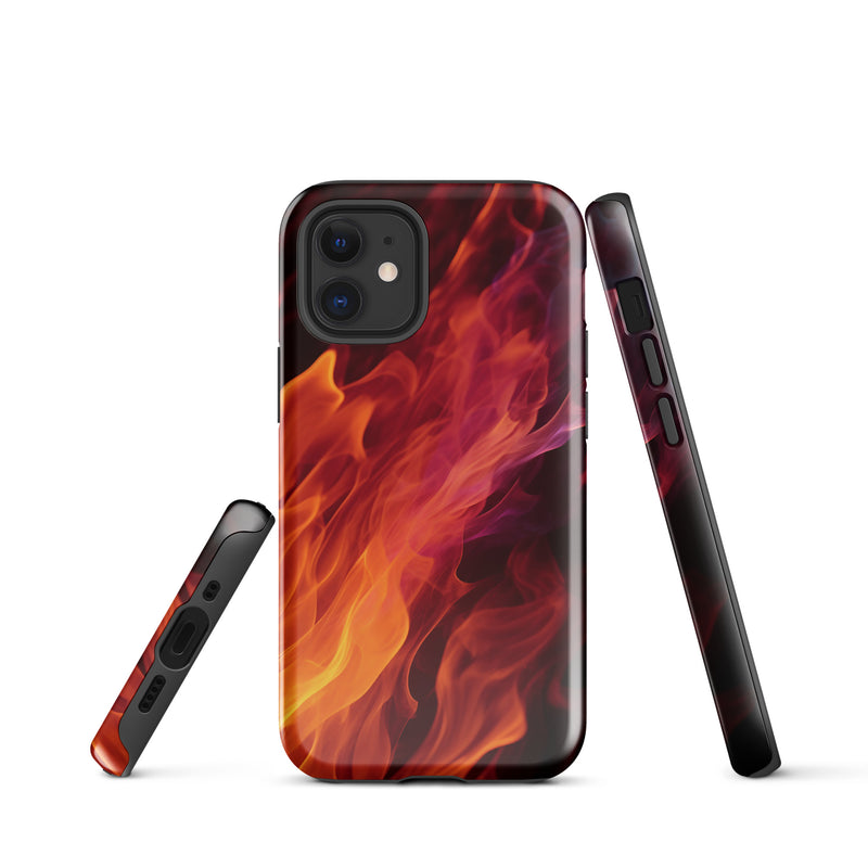 Load image into Gallery viewer, Black Yellow Fire iPhone Case Hardshell 3D Wrap Thermal CREATIVETECH