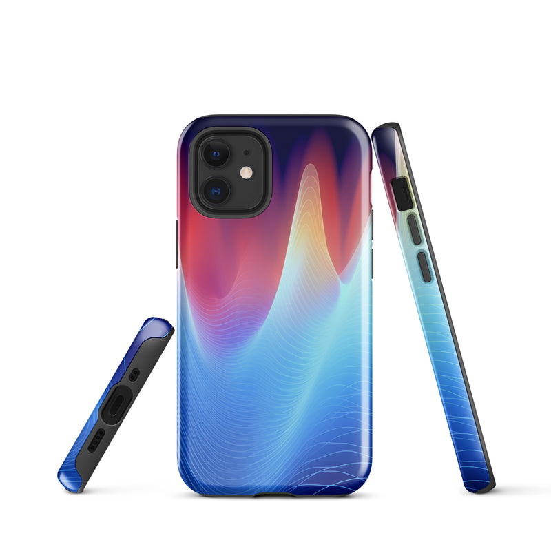 Load image into Gallery viewer, Blue Abstract Sound Waves iPhone Case Hardshell 3D Wrap Thermal CREATIVETECH