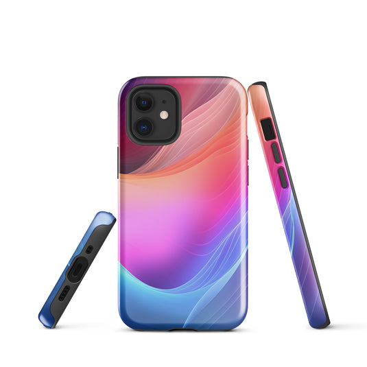 Pink Blue Abstract Waves iPhone Case Hardshell 3D Wrap Thermal CREATIVETECH