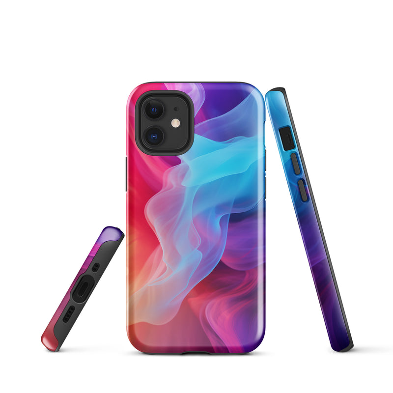 Load image into Gallery viewer, Purple Red Blue Smoke iPhone Case Hardshell 3D Wrap Thermal CREATIVETECH