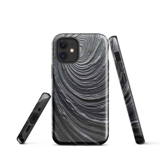 Damascus Steel Metal Swirl Dark Grey iPhone Case Hardshell 3D Wrap Thermal CREATIVETECH
