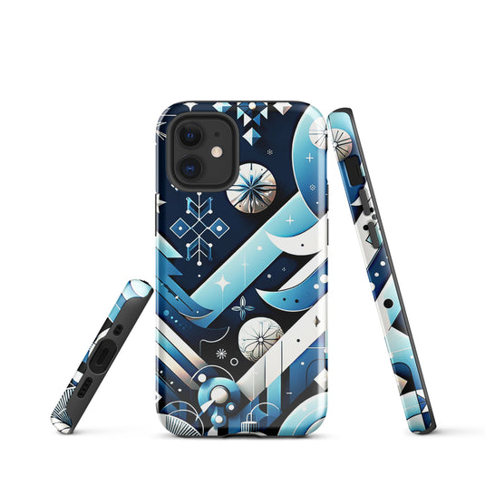 Christmas Vibe Aesthetic Blue White iPhone Case Hardshell 3D Wrap Thermal Double Layer CREATIVETECH