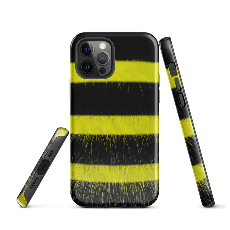 Load image into Gallery viewer, Fluffy Bee Yellow Black iPhone Case Hardshell 3D Wrap Thermal CREATIVETECH