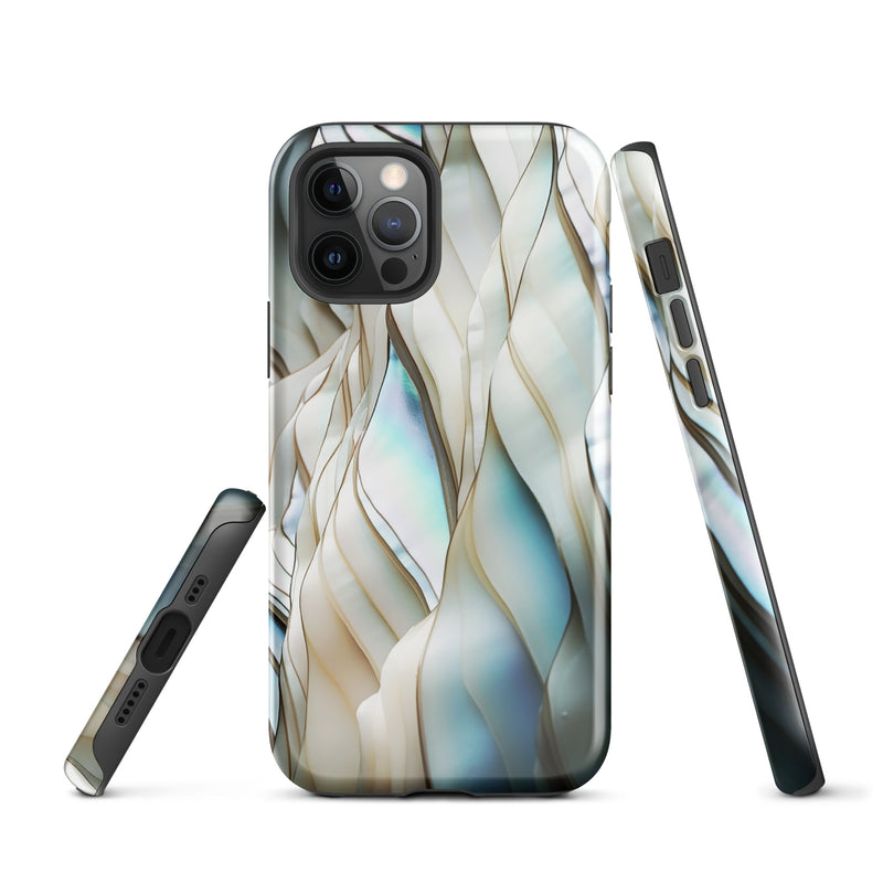 Load image into Gallery viewer, Cream Blue White Pearl iPhone Case Hardshell 3D Wrap Thermal CREATIVETECH