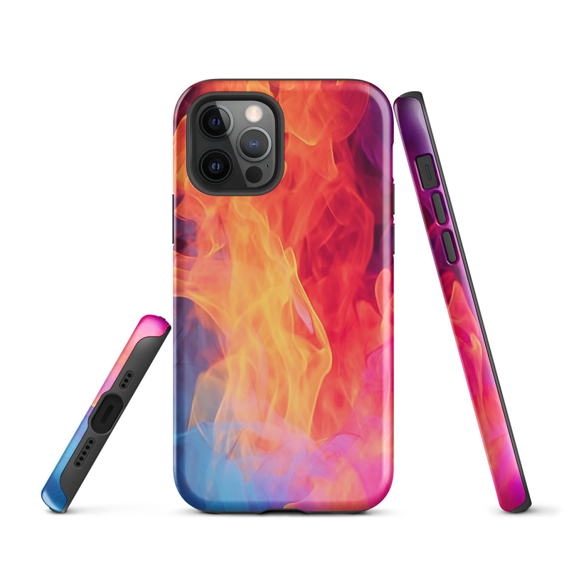 Load image into Gallery viewer, Blue Orange Fire iPhone Case Hardshell 3D Wrap Thermal CREATIVETECH
