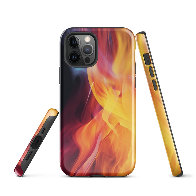 Load image into Gallery viewer, Orange Yellow Fire iPhone Case Hardshell 3D Wrap Thermal CREATIVETECH
