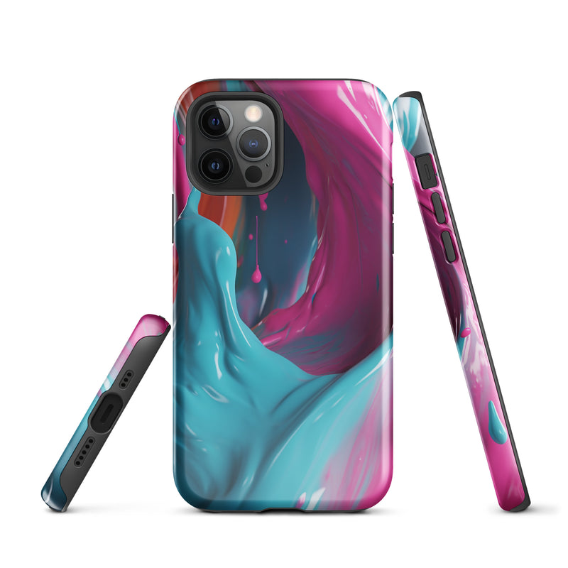 Load image into Gallery viewer, Pink Blue Paint iPhone Case Hardshell 3D Wrap Thermal CREATIVETECH