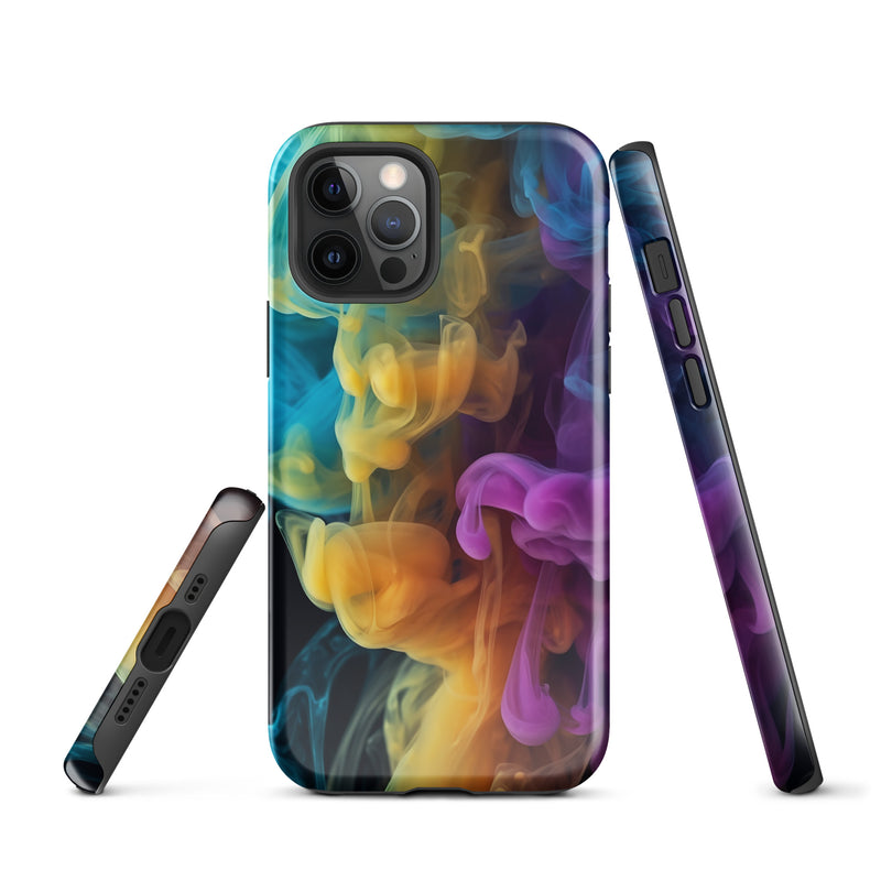 Load image into Gallery viewer, Yellow Purple Blue Smoke iPhone Case Hardshell 3D Wrap Thermal CREATIVETECH