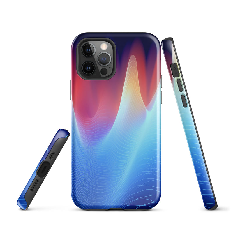 Load image into Gallery viewer, Blue Abstract Sound Waves iPhone Case Hardshell 3D Wrap Thermal CREATIVETECH