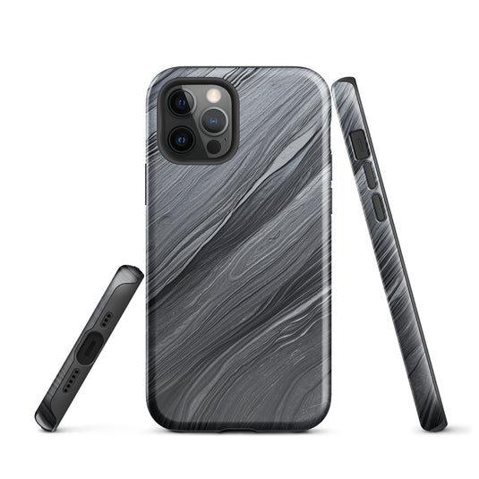 Damascus Steel iPhone Case Hardshell 3D Wrap Thermal Dark Grey Metal CREATIVETECH