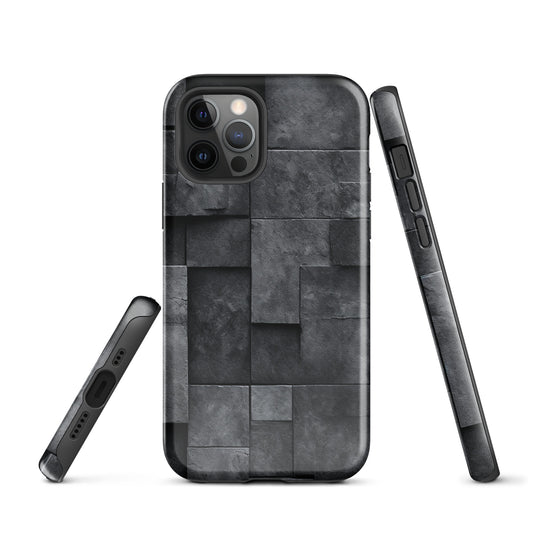 Dark Grey Stone Cubes iPhone Case Hardshell 3D Wrap Thermal CREATIVETECH