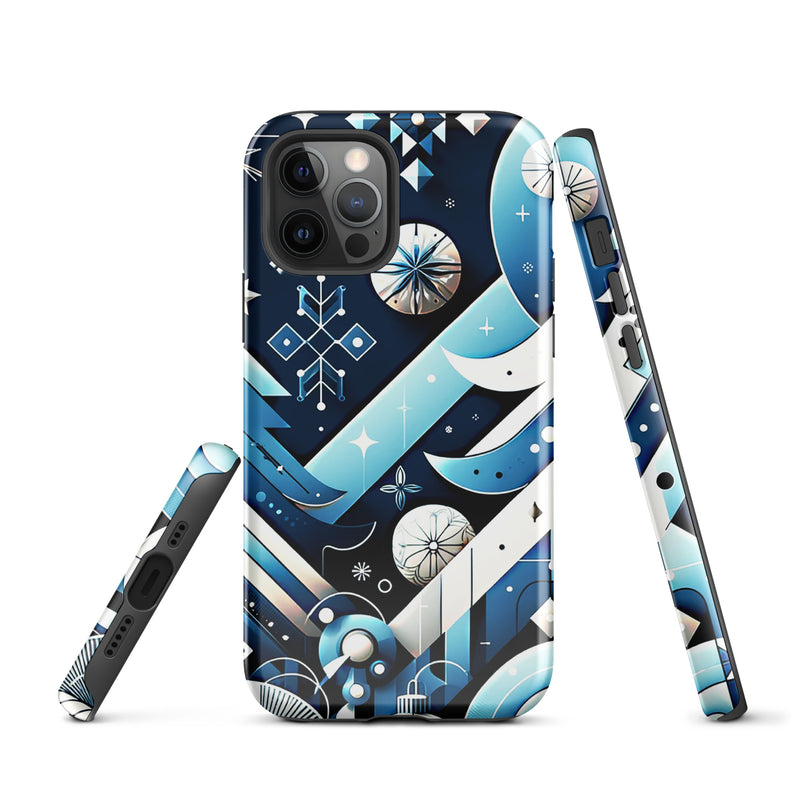 Load image into Gallery viewer, Christmas Vibe Aesthetic Blue White iPhone Case Hardshell 3D Wrap Thermal Double Layer CREATIVETECH
