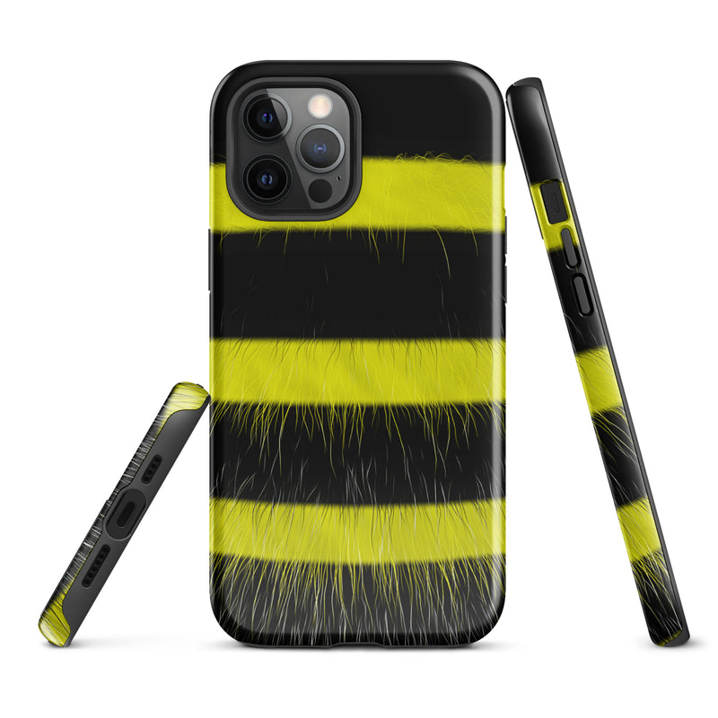 Load image into Gallery viewer, Fluffy Bee Yellow Black iPhone Case Hardshell 3D Wrap Thermal CREATIVETECH