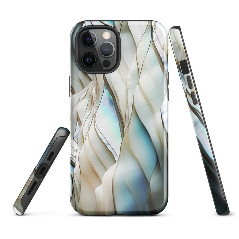 Load image into Gallery viewer, Cream Blue White Pearl iPhone Case Hardshell 3D Wrap Thermal CREATIVETECH