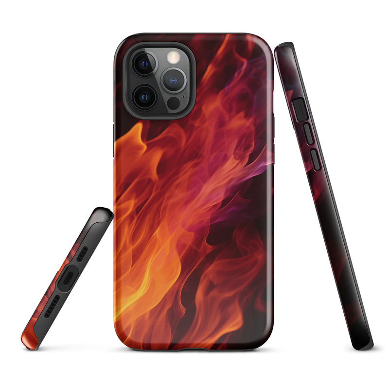 Load image into Gallery viewer, Black Yellow Fire iPhone Case Hardshell 3D Wrap Thermal CREATIVETECH