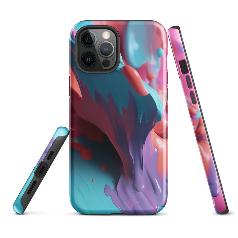 Load image into Gallery viewer, Light Blue Violet Liquid Paint iPhone Case Hardshell 3D Wrap Thermal CREATIVETECH