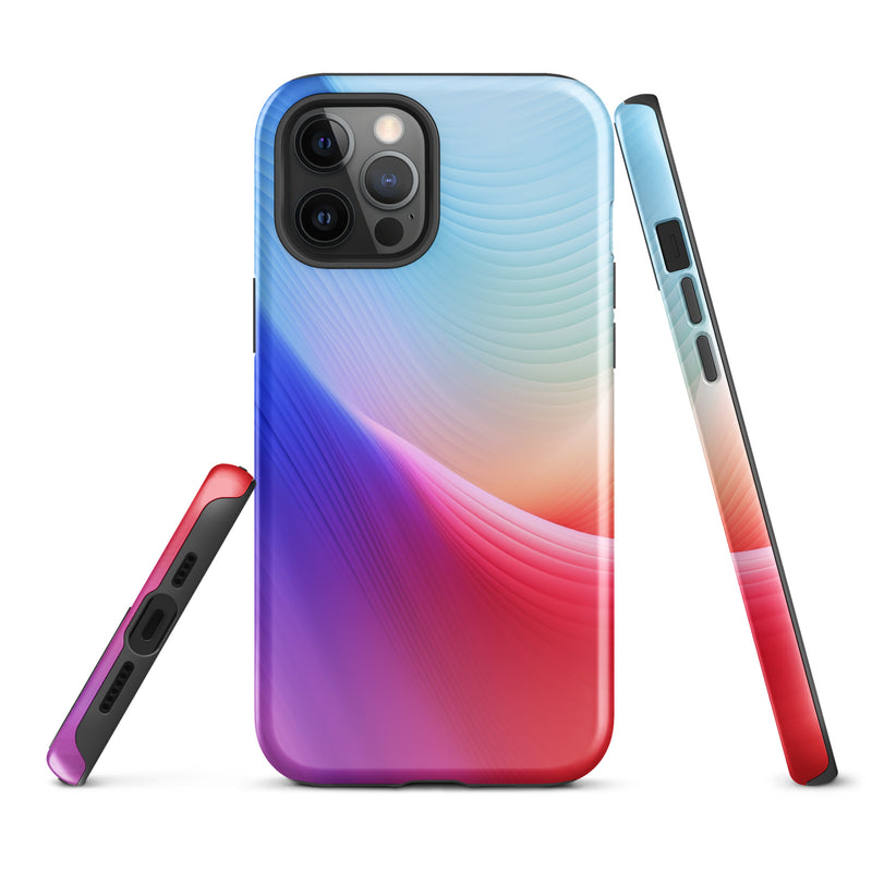 Load image into Gallery viewer, Red Violet Blue Abstract Waves iPhone Case Hardshell 3D Wrap Thermal CREATIVETECH
