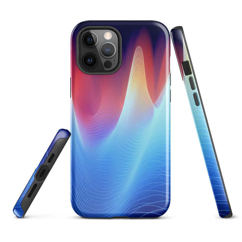 Load image into Gallery viewer, Blue Abstract Sound Waves iPhone Case Hardshell 3D Wrap Thermal CREATIVETECH