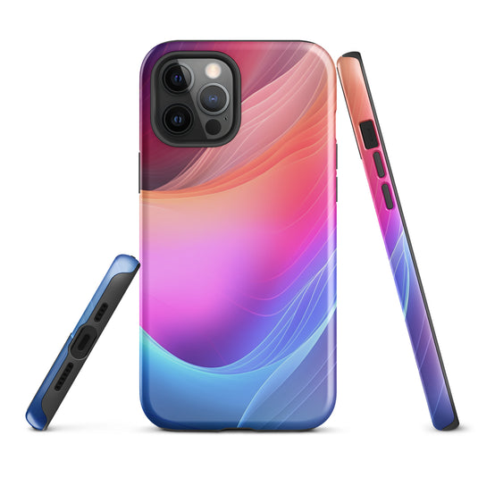 Pink Blue Abstract Waves iPhone Case Hardshell 3D Wrap Thermal CREATIVETECH