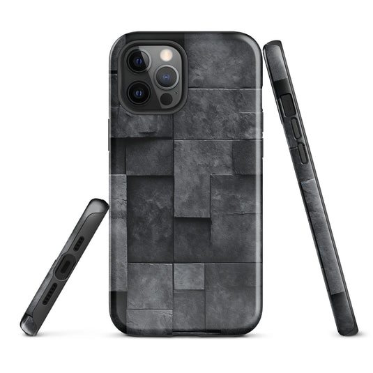 Dark Grey Stone Cubes iPhone Case Hardshell 3D Wrap Thermal CREATIVETECH