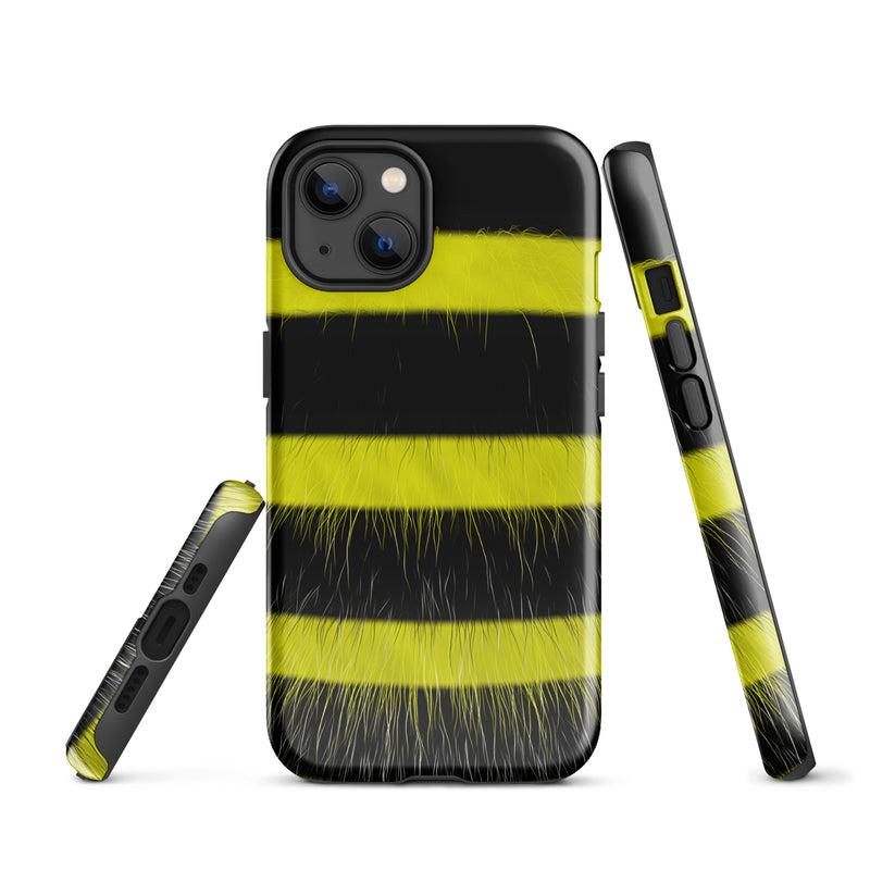 Load image into Gallery viewer, Fluffy Bee Yellow Black iPhone Case Hardshell 3D Wrap Thermal CREATIVETECH