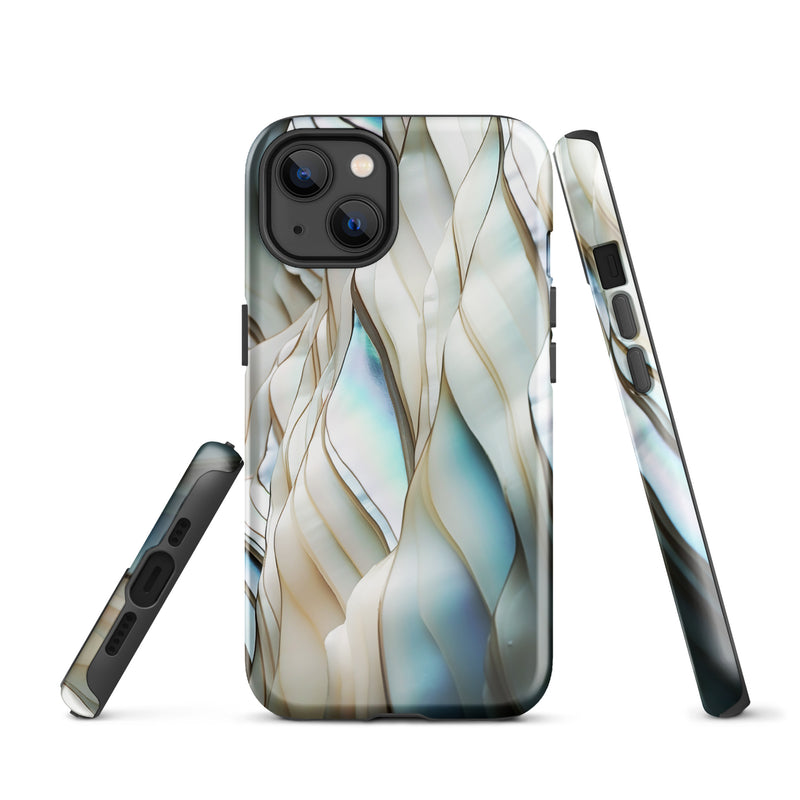Load image into Gallery viewer, Cream Blue White Pearl iPhone Case Hardshell 3D Wrap Thermal CREATIVETECH