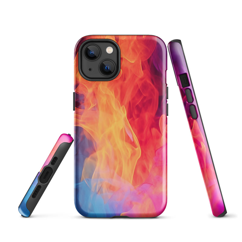 Load image into Gallery viewer, Blue Orange Fire iPhone Case Hardshell 3D Wrap Thermal CREATIVETECH
