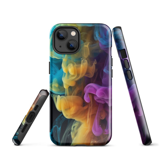 Yellow Purple Blue Smoke iPhone Case Hardshell 3D Wrap Thermal CREATIVETECH