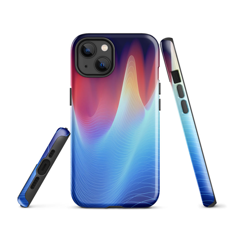 Load image into Gallery viewer, Blue Abstract Sound Waves iPhone Case Hardshell 3D Wrap Thermal CREATIVETECH