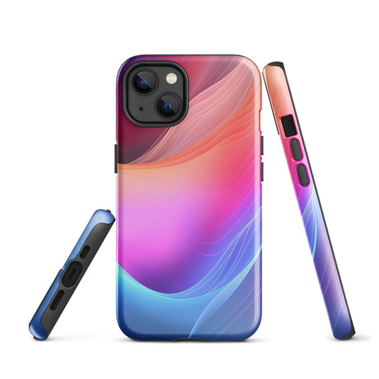 Pink Blue Abstract Waves iPhone Case Hardshell 3D Wrap Thermal CREATIVETECH