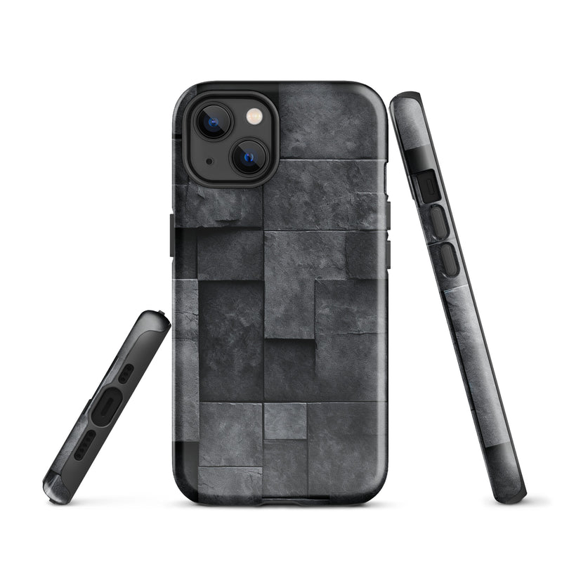 Load image into Gallery viewer, Dark Grey Stone Cubes iPhone Case Hardshell 3D Wrap Thermal CREATIVETECH