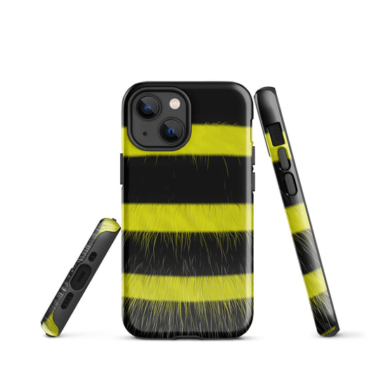 Fluffy Bee Yellow Black iPhone Case Hardshell 3D Wrap Thermal CREATIVETECH