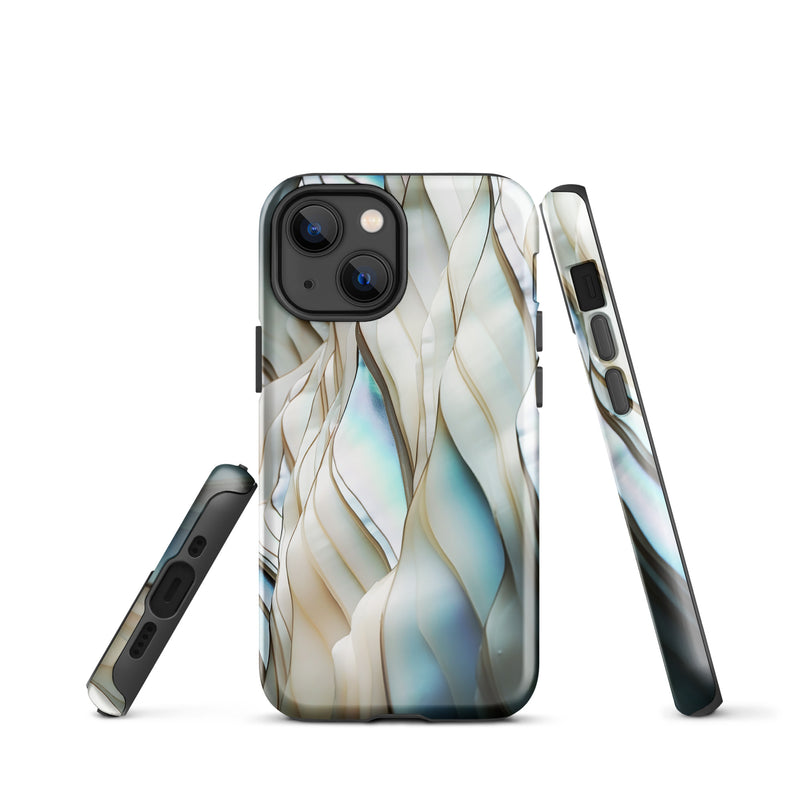 Load image into Gallery viewer, Cream Blue White Pearl iPhone Case Hardshell 3D Wrap Thermal CREATIVETECH
