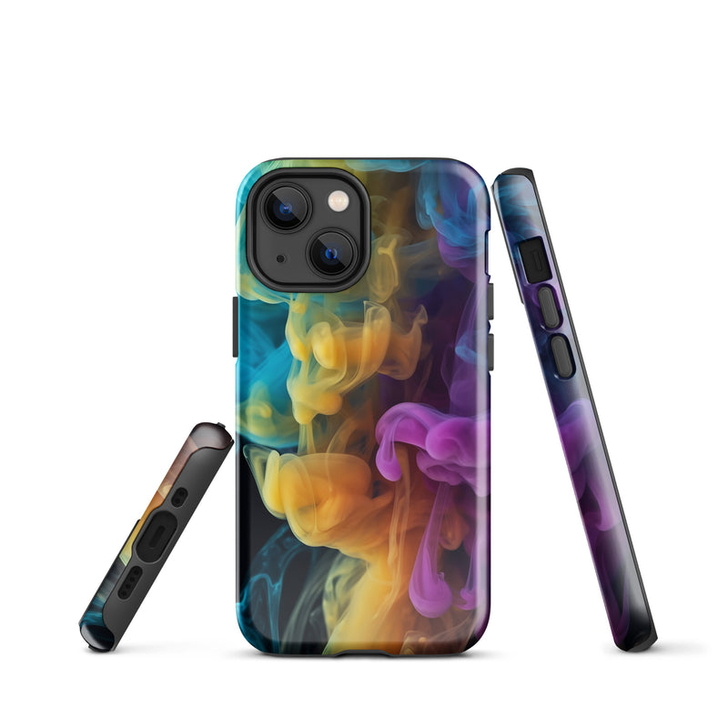 Load image into Gallery viewer, Yellow Purple Blue Smoke iPhone Case Hardshell 3D Wrap Thermal CREATIVETECH