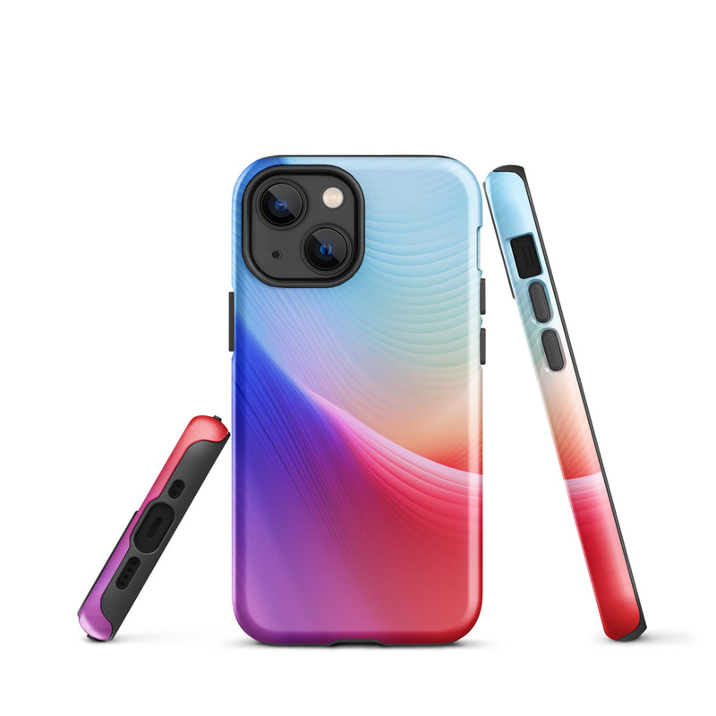 Load image into Gallery viewer, Red Violet Blue Abstract Waves iPhone Case Hardshell 3D Wrap Thermal CREATIVETECH