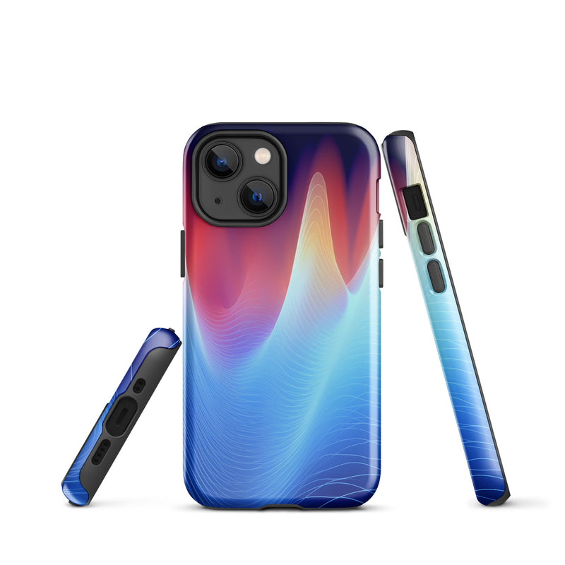 Load image into Gallery viewer, Blue Abstract Sound Waves iPhone Case Hardshell 3D Wrap Thermal CREATIVETECH