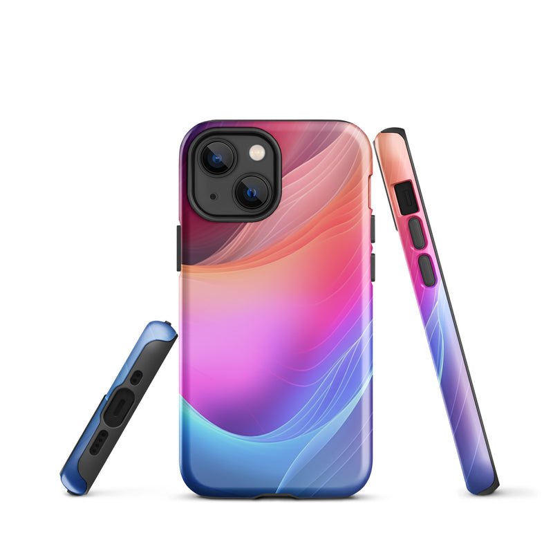 Load image into Gallery viewer, Pink Blue Abstract Waves iPhone Case Hardshell 3D Wrap Thermal CREATIVETECH