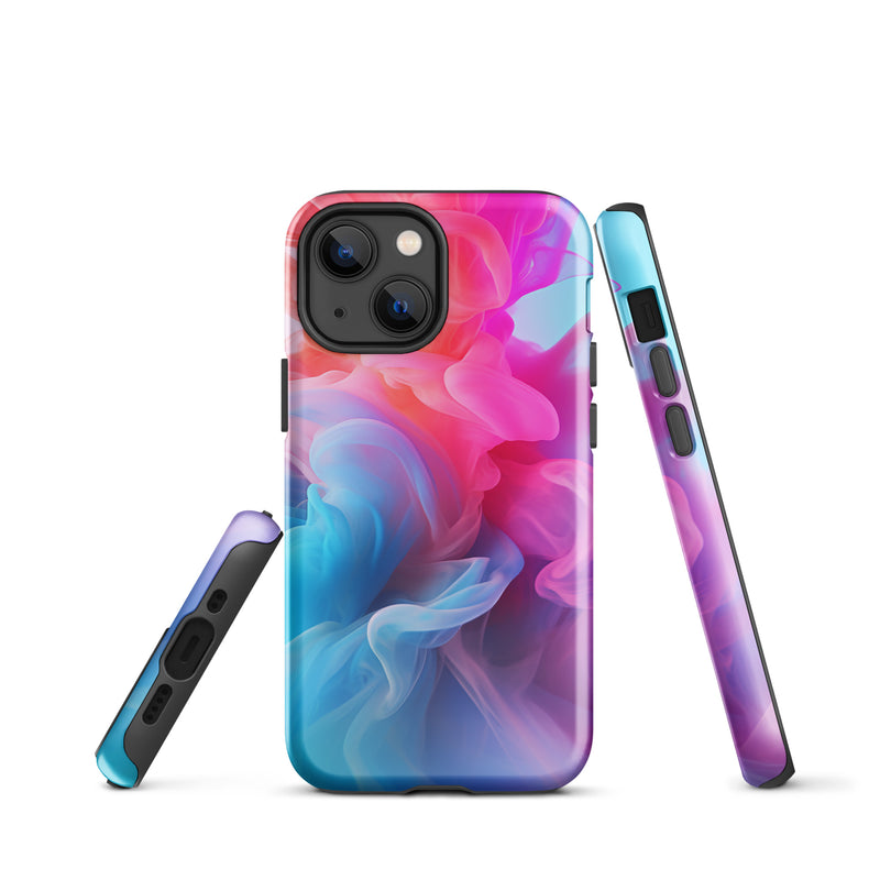 Load image into Gallery viewer, Pink Blue Smoke iPhone Case Hardshell 3D Wrap Thermal CREATIVETECH