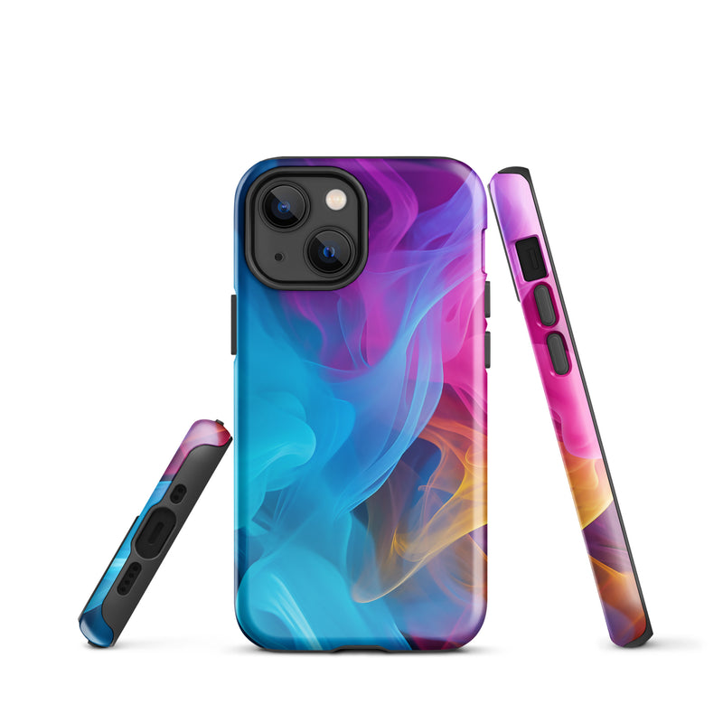 Load image into Gallery viewer, Blue Violet Smoke iPhone Case Hardshell 3D Wrap Thermal CREATIVETECH