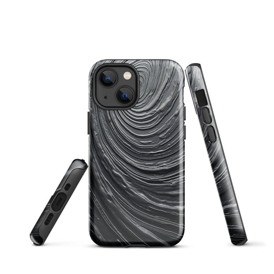 Damascus Steel Metal Swirl Dark Grey iPhone Case Hardshell 3D Wrap Thermal CREATIVETECH