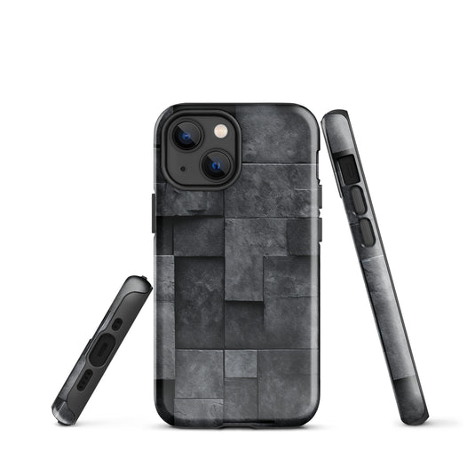 Dark Grey Stone Cubes iPhone Case Hardshell 3D Wrap Thermal CREATIVETECH